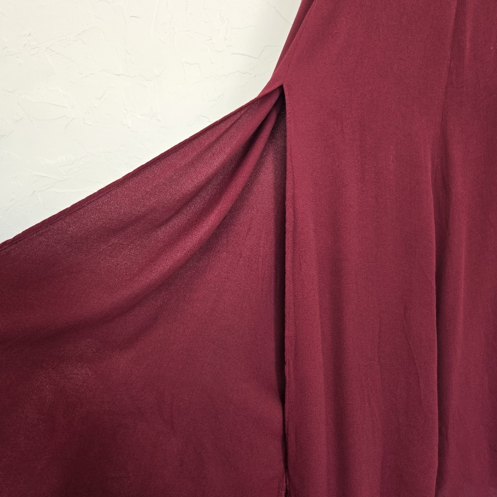 Gavin Sleeveless Burgundy Midi Dress with Side Slit - Picture 5 of 11